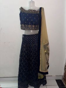 Elegant Navy Blue Lehenga Choli Set