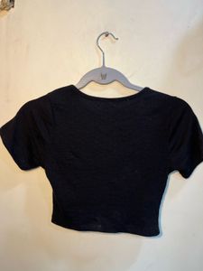 Ribbed Button Crop Top