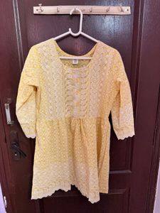 Yellow Embroidered Tunic Top