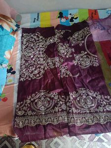 New Wine Shade Saree With Designer Blouse Piece