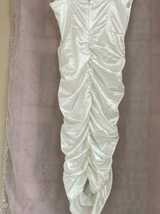 white ruched dress 👗