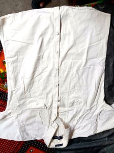 White Half Denim Cotton Shirt
