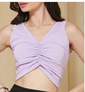 Lavender Ruched Sleeveless Top
