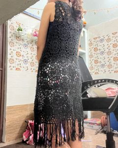Handmade Black Crochet Lace Vest – Boho Chic Cover