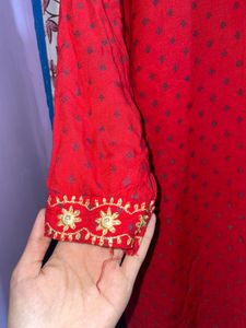 Red Embroidered Kurti
