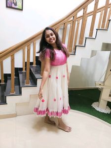 Beautiful Pink And White Frock
