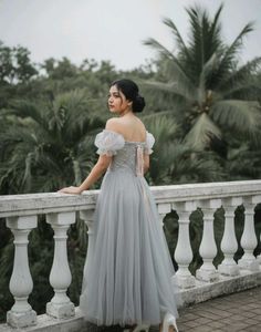 Grey Tulle Formal Dress