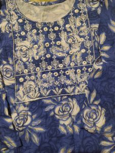 Blue Floral Print Kurta