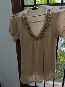 Beaded V-Neck Top