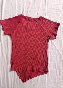 Ribbed Asymmetrical Hem Top