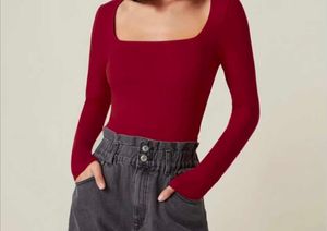 👀🫦Maroon Ribbed Long Sleeve Top👀🫦