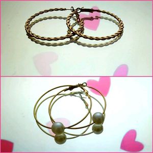 Elegant Hoop Earrings Combo – Twisted & Pearl 🦪✨️