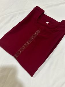 Elegant Maroon Kurta with Detail