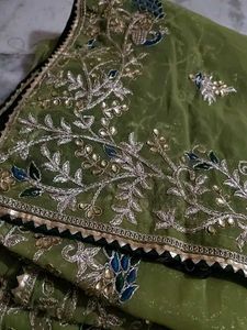 Elegant Green Embroidered Saree