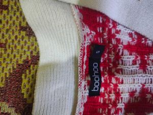 Boohoo Red &amp; White Heart Cardigan