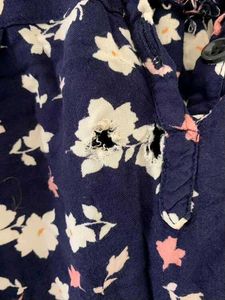 Floral Print Navy Blue Dress