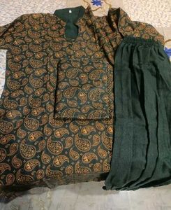 Green Paisley winter Kurta Set
