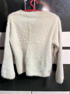 Off White Bell Sleeves Furry Sweater 🎀