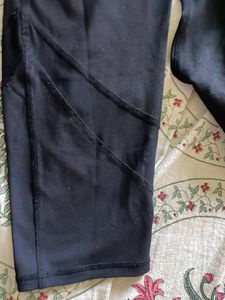 Black Leggings With Mesh Detail