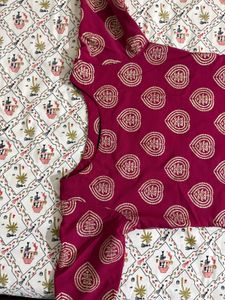 Magenta Pink Foil Printed Festive Kurta