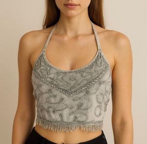 Embroidered Halter Top