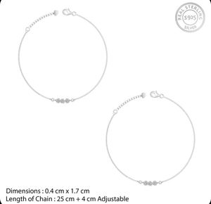 Silver Triple Flora Anklet(1 pair)