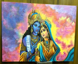 Abstract Radha Krishna Canvas Painting 16×20Inches