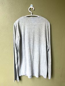 Gray Long Sleeve Solid T-Shirt