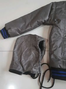 Gray Puffer Jacket with Hood