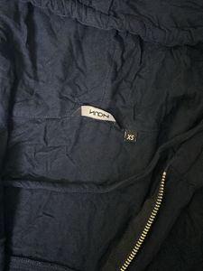 Nuon by Westside Navy Blue Crop Jacket Top | Zip &amp;