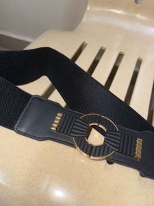 Black Elastic Stretch Belt with Gold Buckle