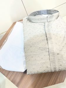 Gray Patterned Kurta