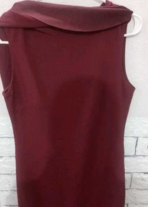 girls Western party wear solid  dark maroon dress