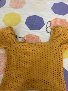 Mustard Eyelet Top