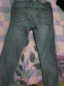 Distressed Gray Denim Jeans