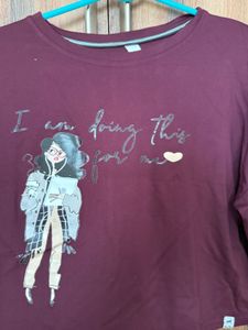 Maroon Graphic Print Tee