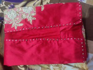 Tauffetta Silk Red Frunt Slit Kurti