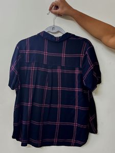 Pink Blue Plaid Shirt