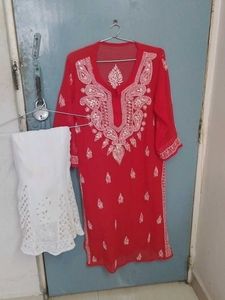 Beautiful Chiffon Red And White Dress