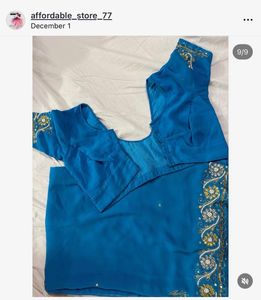 Elegant Blue Embellished Saree