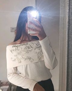 Ivory Ribbed Long Sleeve Top