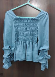 Chic Teal Blue Shocked Top