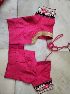 pink saree with blouse