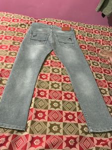 Designer Embroidered Grey Denim Jeans– Lightly Use