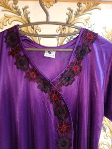 Honeymoon Night Gown - Satin Purple