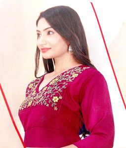 Maroon Aari work Embroidered Anarkali Kurta