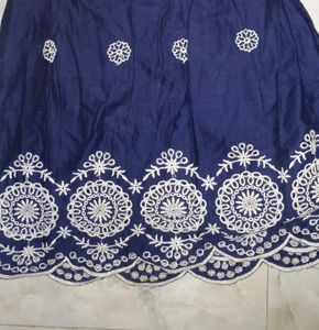 Floral Embroidery Navy Vintage Dress