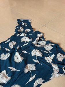 Floral Print Blue Dress