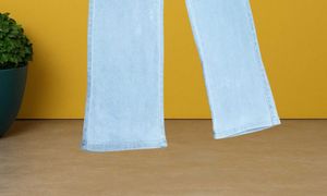 🤑L@85 Size-26 Light Wash Wide Leg Cargo Jeans
