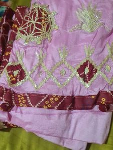 Crape Pink Bandhani Saree